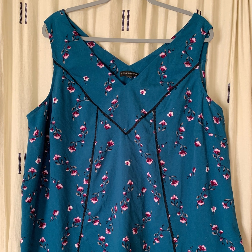 Lane Bryant teal floral blouse